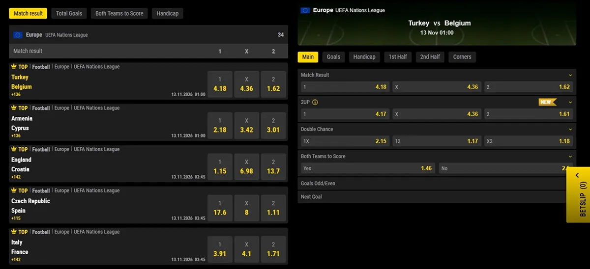 Habesha Bet bet slip with football markets